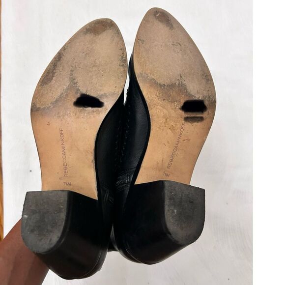 Rebecca Minkoff Lulu Black Leather Western Ankle Boots - Size 7.5 - Picture 6 of 8